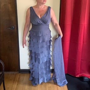 PATRA grey ruffle layer evening dress. 12